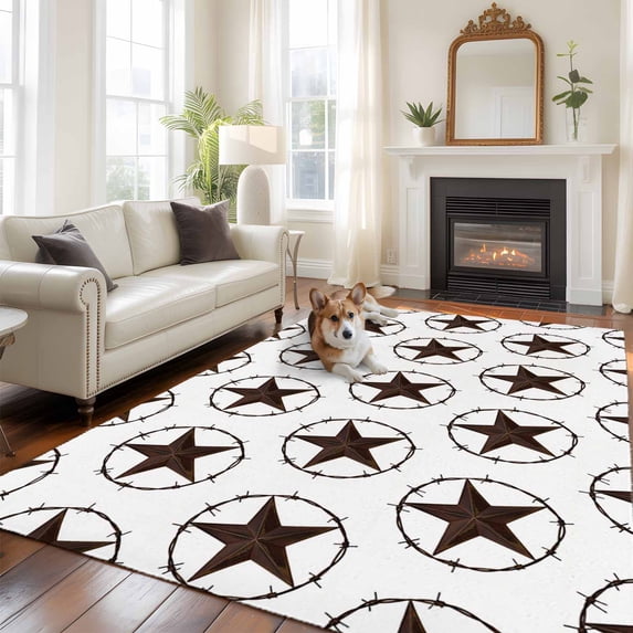 Metal Inlay Rugs Country Star Texture Large Area Rugs 5x8 ft Western Metal Traditional ...