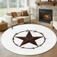 thumbnail image 1 of Country Star Texture Round Living Room Rugs 7 ft, Western Farm Traditional Texas Style Washable Area Rug with Non-Slip Sturdy Edge Binding Round Carpet for Kitchen Office Bedroom, 1 of 9