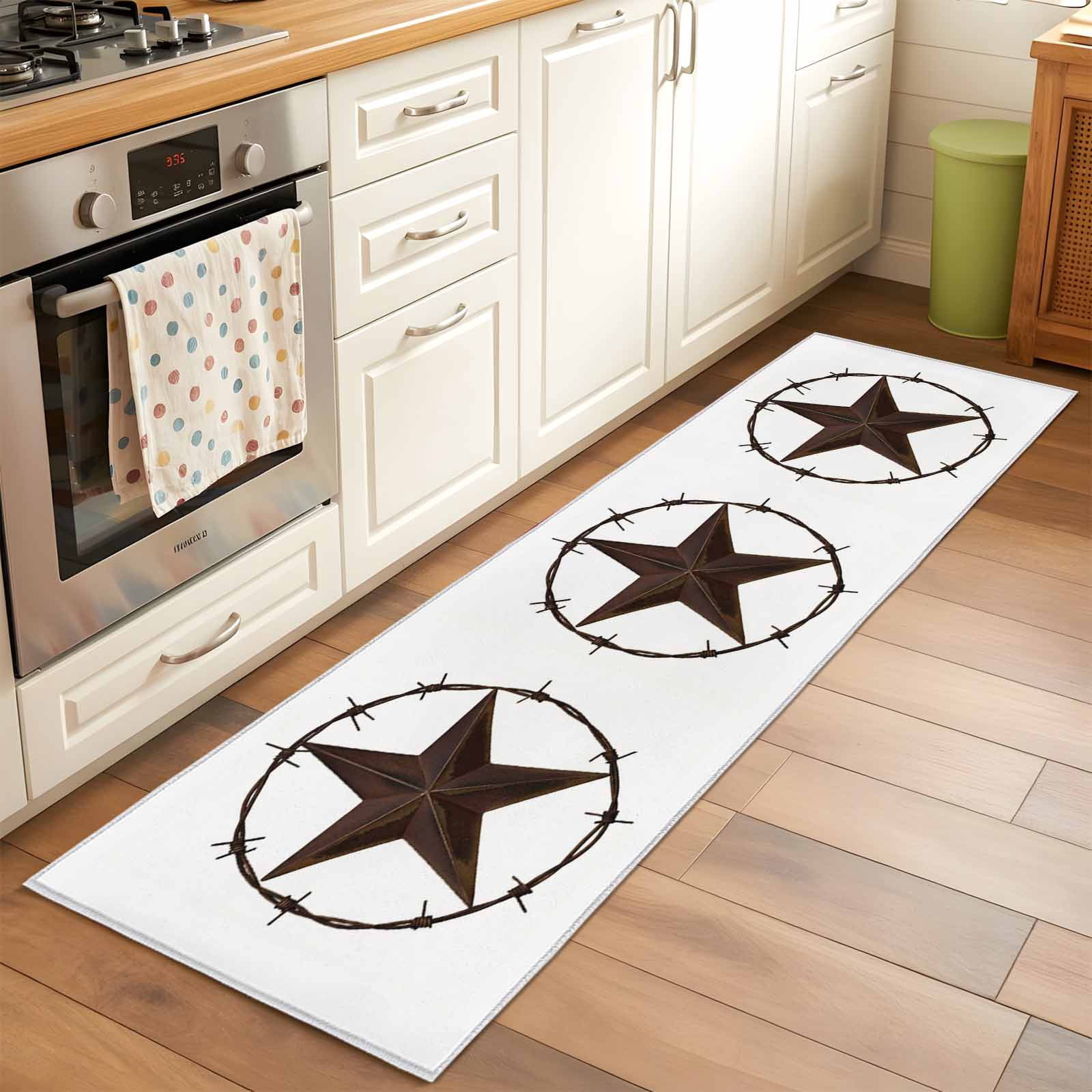 Country Style Runner Rug Country Star Texture Runner Rug for Hallway 2x6ft, Western Farm ...