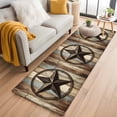 thumbnail image 1 of Country Star Washable Area Rug 2 x 6 ft Farmhouse Star Brown Beige Wood Grain, Soft Non Slip Rugs Stain Repellent Indoor Felt Carpet for Living Dining Room Bedroom Home Office, 1 of 9