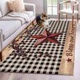 thumbnail image 1 of Country Stars Area Rugs 4x6 ft Vintage Dark Red Star Black Plaid Brown Wood Grain Washable Rug Non Slip Indoor Carpet Absorbent Floor Mat for Living Room Bedroom Dining Room, 1 of 9