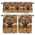 thumbnail image 1 of Country Stars Kitchen Curtains Valances and Tiers Set of 3 Vintage Rust Black Star Berry Brown Yellow Wood Grain Tier Curtains and Valance with Rod Pocket for Small Windows, 27.5"x36", 1 of 9