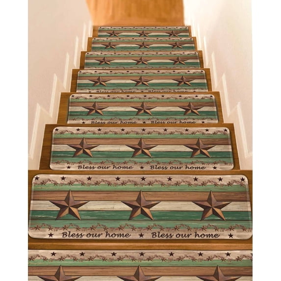 Country Stars Non-Slip Stair Treads for Wooden Steps, 4 Pack 8x30 ...