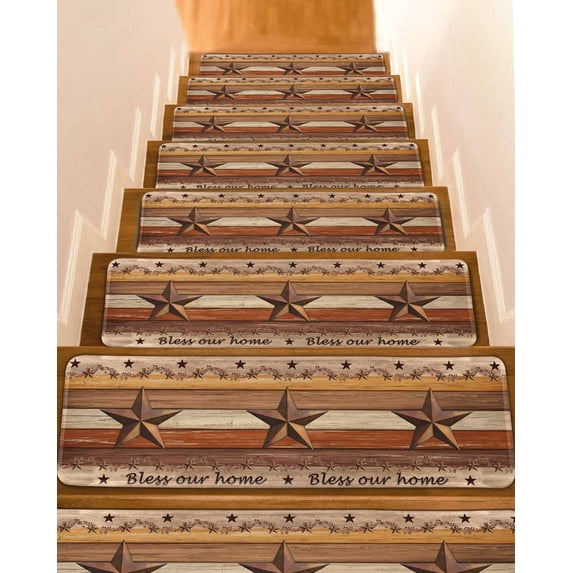 Country Stars Non-Slip Stair Treads for Wooden Steps, 7 Pack 8x30 ...
