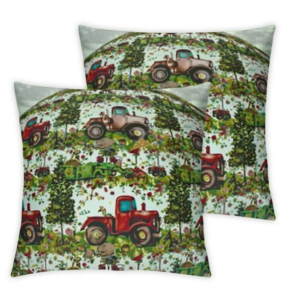 Country Storage Toy Bag Chair, Gardening Farming Agriculture Rural Theme with Fence Tractor Tree Bird Vegetable, Stuffed Animal Organizer Washable Bag, Small Size, Green Red