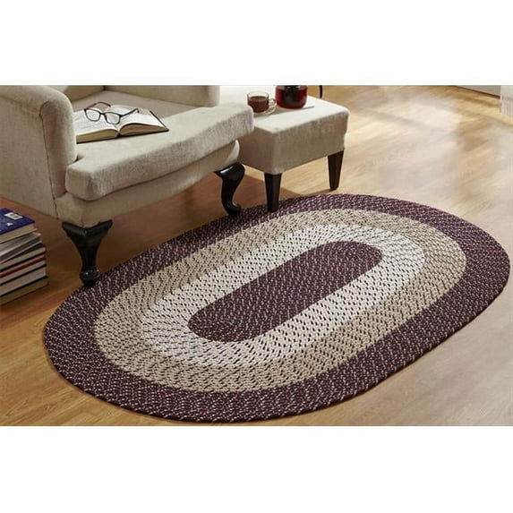 Country Stripe Braided Rug, Burgundy - 6 ft. Round