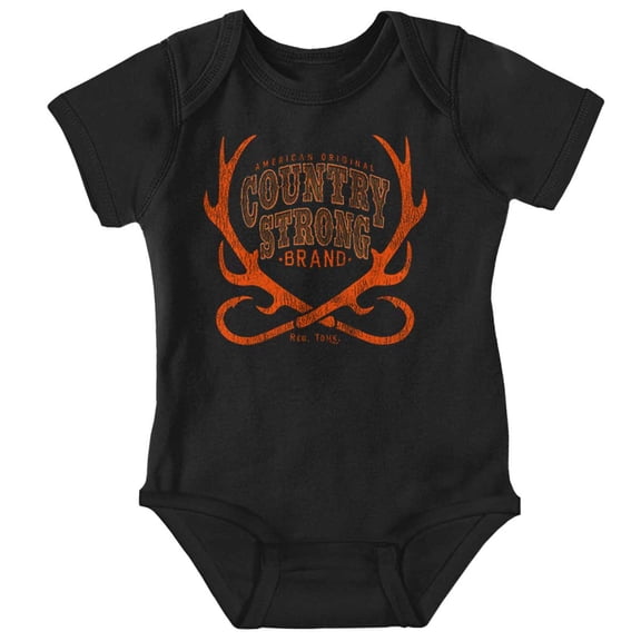 Country Strong Brand Deer Antlers Romper Boys or Girls Infant Baby Brisco Brands NB