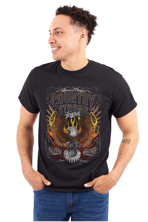 Country Strong Brand Flaming Eagle Men's Graphic T Shirt Tees Brisco Brands S