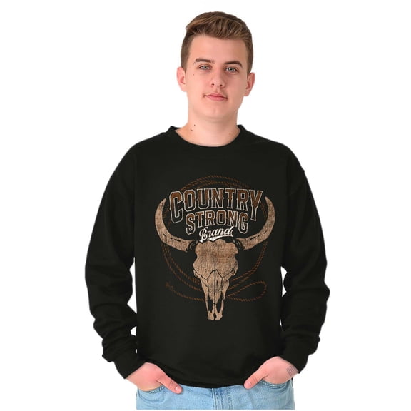 Country Strong Bull Skull Lasso Sweatshirt for Men or Women Brisco Brands S