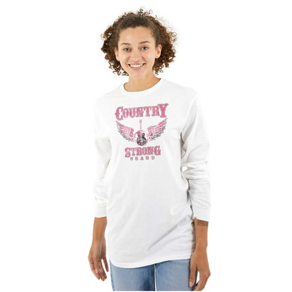 Country Strong Cowgirl Guitar Music Women's Long Sleeve T Shirt Brisco Brands S