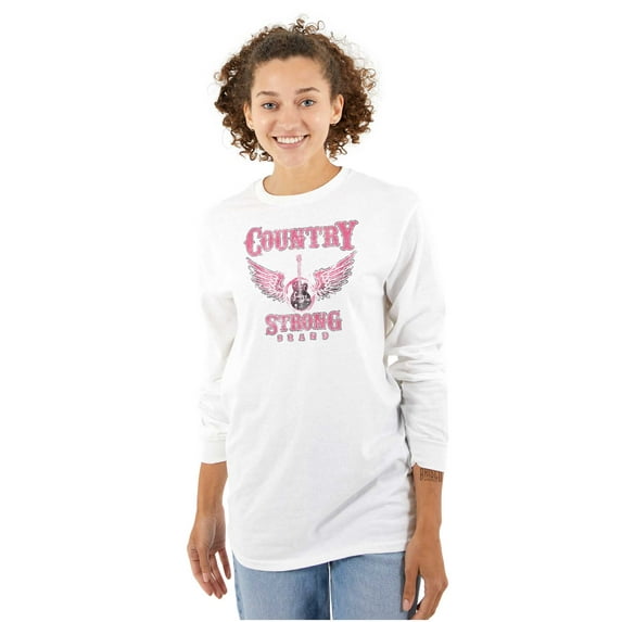 Country Strong Cowgirl Guitar Music Women's Long Sleeve T Shirt Brisco Brands S