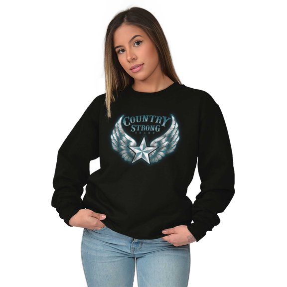 Country Strong Cute Angels Wings Star Sweatshirt for Men or Women Brisco Brands S