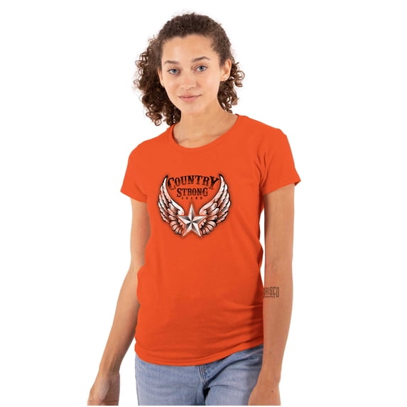Country Strong Cute Angels Wings Star Womens Fitted Plus Size Graphic Tee Brisco Brands 2X