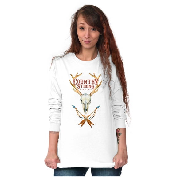 Country Strong Deer Antlers Arrows Long Sleeve TShirt Men Women Brisco Brands S