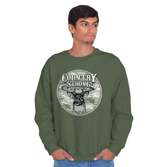 Country Strong Deer Southern Hunting Unisex Plus Fleece Graphic Sweatshirt Brisco Brands 3X