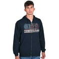 thumbnail image 1 of Country Strong Flag Deer Southwestern Unisex Fleece Graphic Zip Up Hoodie Brisco Brands 4X, 1 of 5