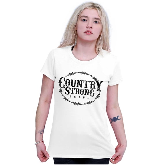 Country Strong Logo Western Cowboy Womens Fitted Plus Size Graphic Tee Brisco Brands 3X