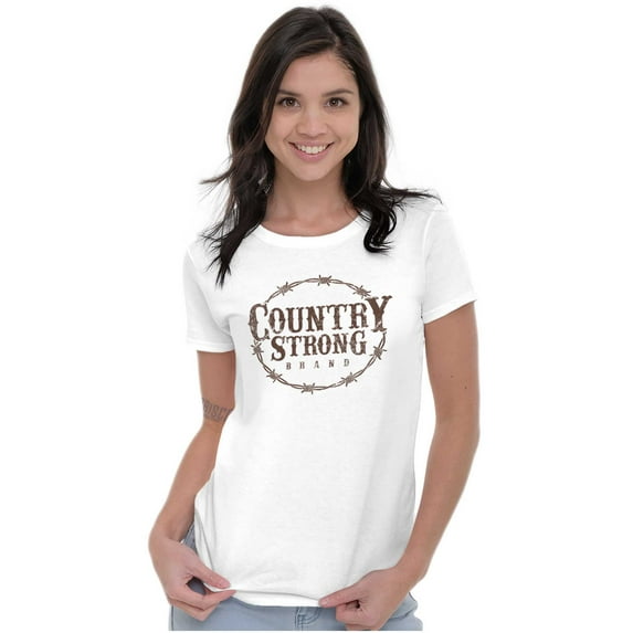 Country Strong Logo Western Cowboy Womens Slim Fit Graphic Tee Brisco Brands X