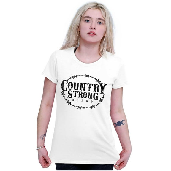 Country Strong Logo Western Cowboy Womens Slim Fit Graphic Tee Brisco Brands X