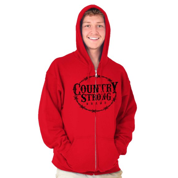 Country Strong Logo Western Cowboy Zip Up Hoodie Men's Women's Brisco Brands L