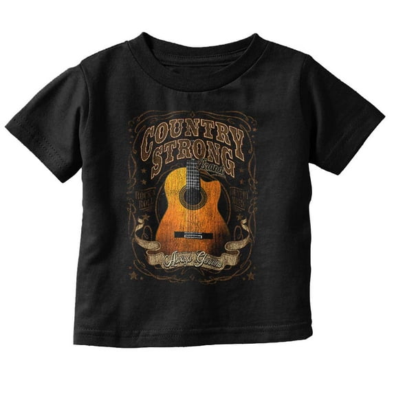 Country Strong Rock N Roll Guitar Toddler Boy Girl T Shirt Infant Toddler Brisco Brands 2T