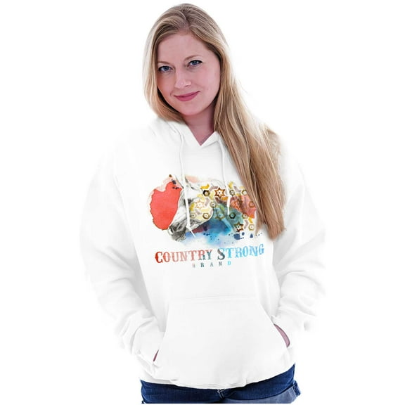 Country Strong Sassy Watercolor Horse Women Plus Size Graphic Pullover Hoodie Brisco Brands 2X