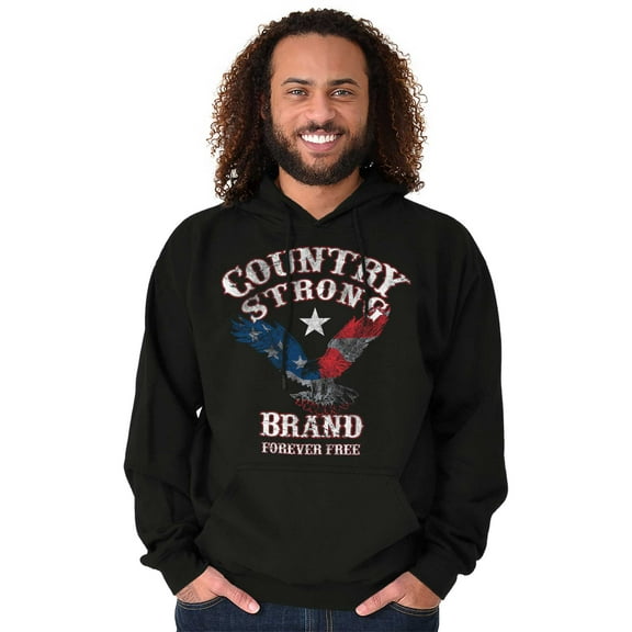 Country Strong USA Bald Eagle Cowboy Hoodie Sweatshirt Women Men Brisco Brands S