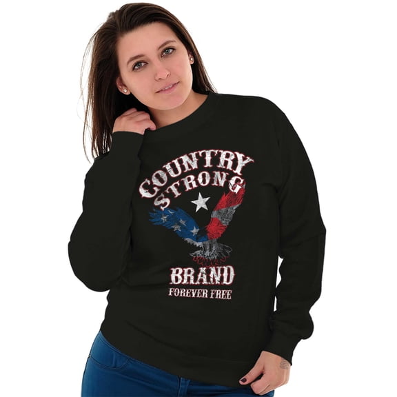 Country Strong USA Bald Eagle Cowboy Sweatshirt for Men or Women Brisco Brands S