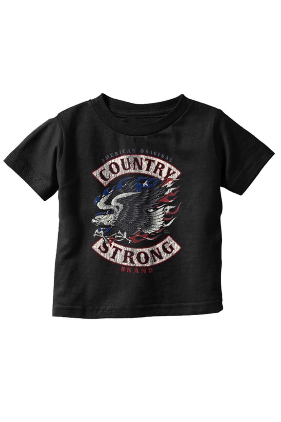 Country Strong USA Flag Bald Eagle Toddler Boy Girl T Shirt Infant Toddler Brisco Brands 24M