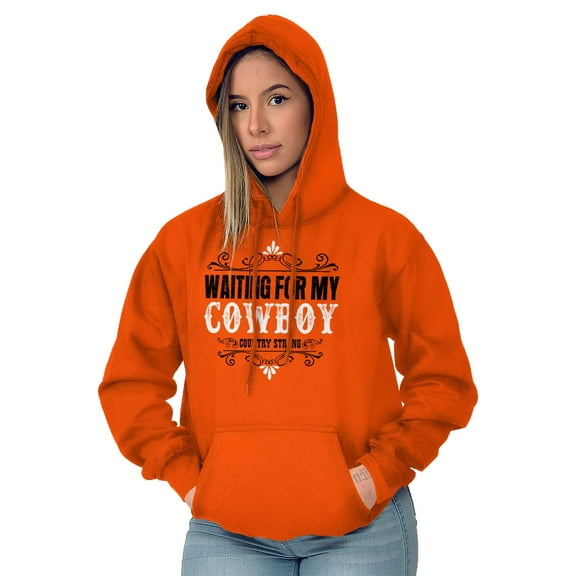 Country Strong Waiting For My Cowboy Women Plus Size Graphic Pullover Hoodie Brisco Brands 2X