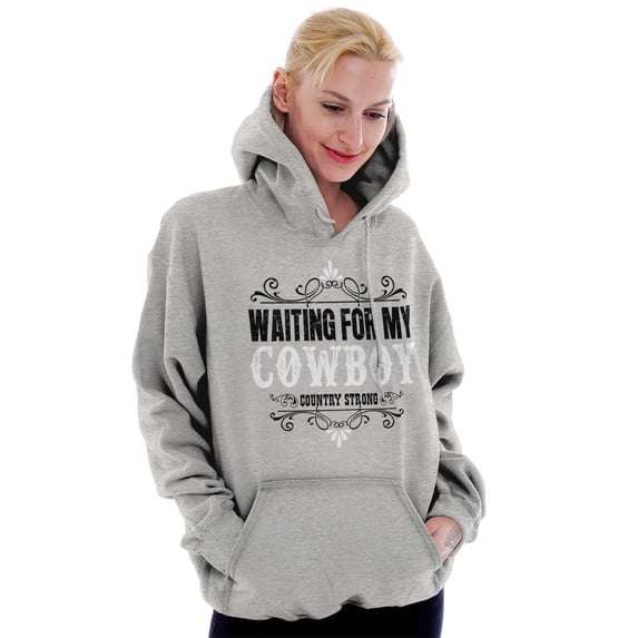 Country Strong Waiting For My Cowboy Women Plus Size Graphic Pullover Hoodie Brisco Brands 4X