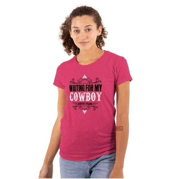 Country Strong Waiting For My Cowboy Womens Slim Fit Graphic Tee Brisco Brands X