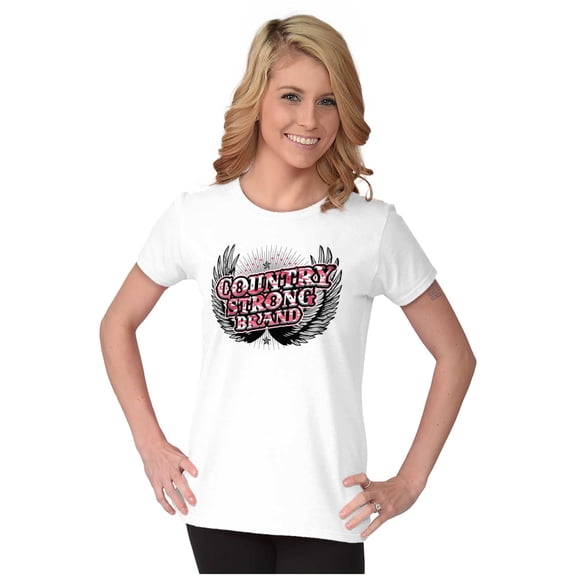 Country Strong Western Angel Wings Womens Slim Fit Graphic Tee Brisco Brands X
