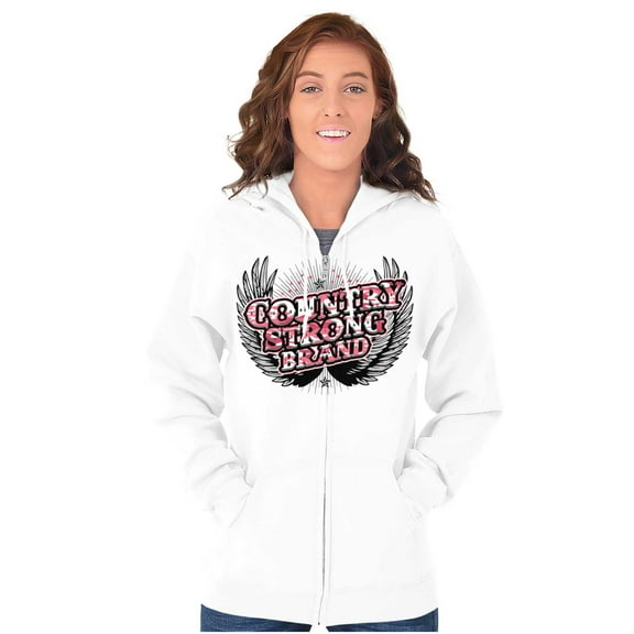 Country Strong Western Angel Wings Zip Hoodie Sweatshirt Women Brisco Brands X