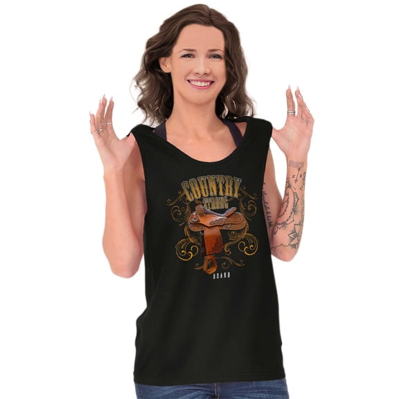 Country Strong Western Rodeo Cowgirl Tank Top T Shirts Men Women Brisco Brands S