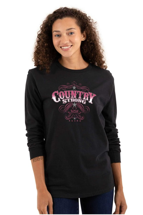 Country Strong Western Stars Cowgirl Women Plus Size Long Sleeve Graphic Tee Brisco Brands 2X