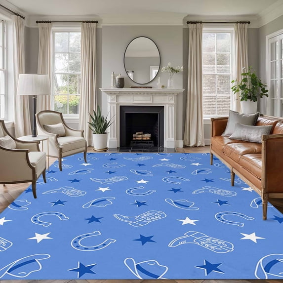 Country Style 5x7 Area Rugs for Living Room, Western Horseshoe Boots ...