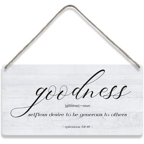 Country Style Bible Verse Wall Decor Goodness Scripture Wooden Signs Rustic Hanging Wall Plaque Sign Religious Home Decor Present 10x5 Inch