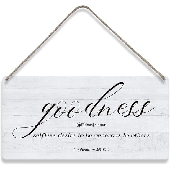 Country Style Bible Verse Wall Decor Goodness Scripture Wooden Signs Rustic Hanging Wall Plaque Sign Religious Home Decor Present 10x5 Inch