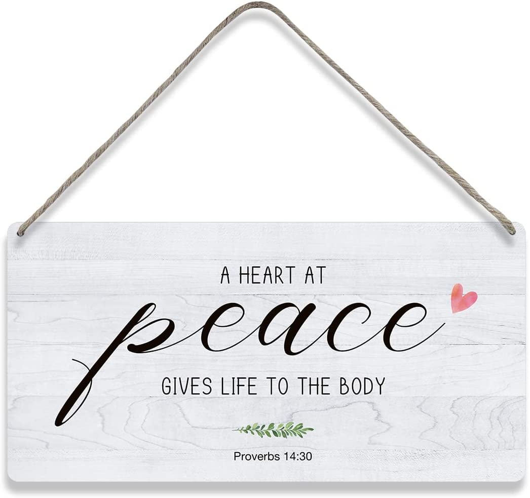 Country Style Bible Verse Wall Decor a Heart at Peace Gives Life to the ...