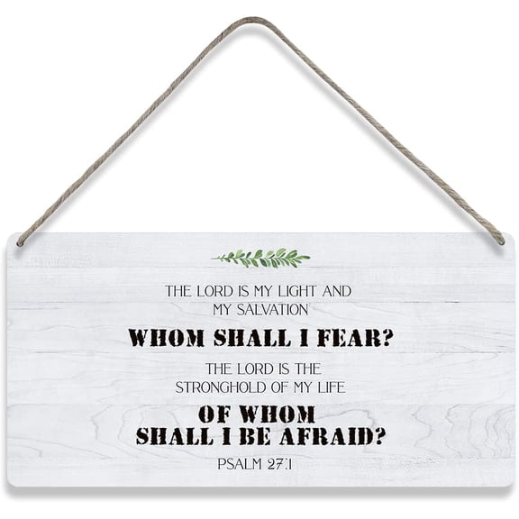 Country Style Bible Verse Wall Decor the Lord is My Light and My Salvation Scripture Wooden Signs Rustic Hanging Wall Plaque Sign Religious Home Decor Present 10x5 Inch