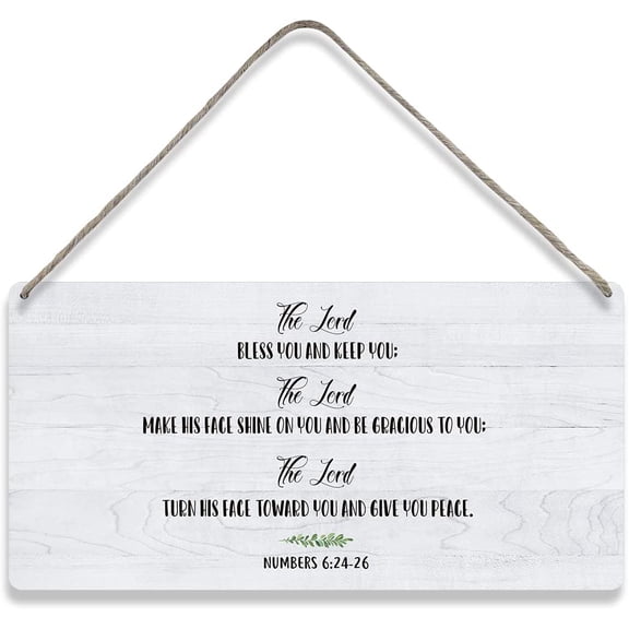 Country Style Bible Verse Wall Decor Numbers 624-26 Scripture Wooden Signs Rustic Hanging Wall Plaque Sign Religious Home Decor Present 10x5 Inch