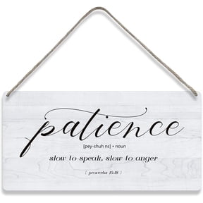Country Style Bible Verse Wall Decor Patience Scripture Wooden Signs Rustic Hanging Wall Plaque Sign Religious Home Decor Present 10x5 Inch