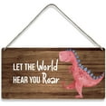 thumbnail image 1 of Country Style Inspirational Wall Decor Dinosaur Let the World Hear You Roar Wooden Signs Funny Rustic Hanging Wall Plaque Sign Home Decor Present 10x5 Inch, 1 of 3