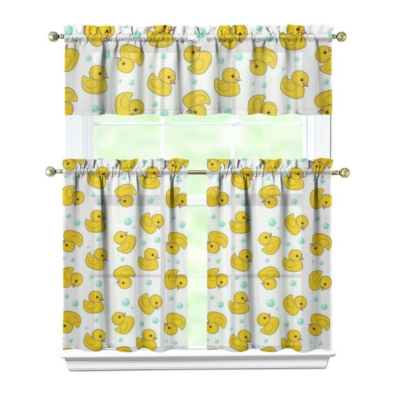 Country Style Kitchen Curtains Set of 3 - Vintage Rooster & Floral Pattern, Light Filtering Tier Panels for Farmhouse Decor