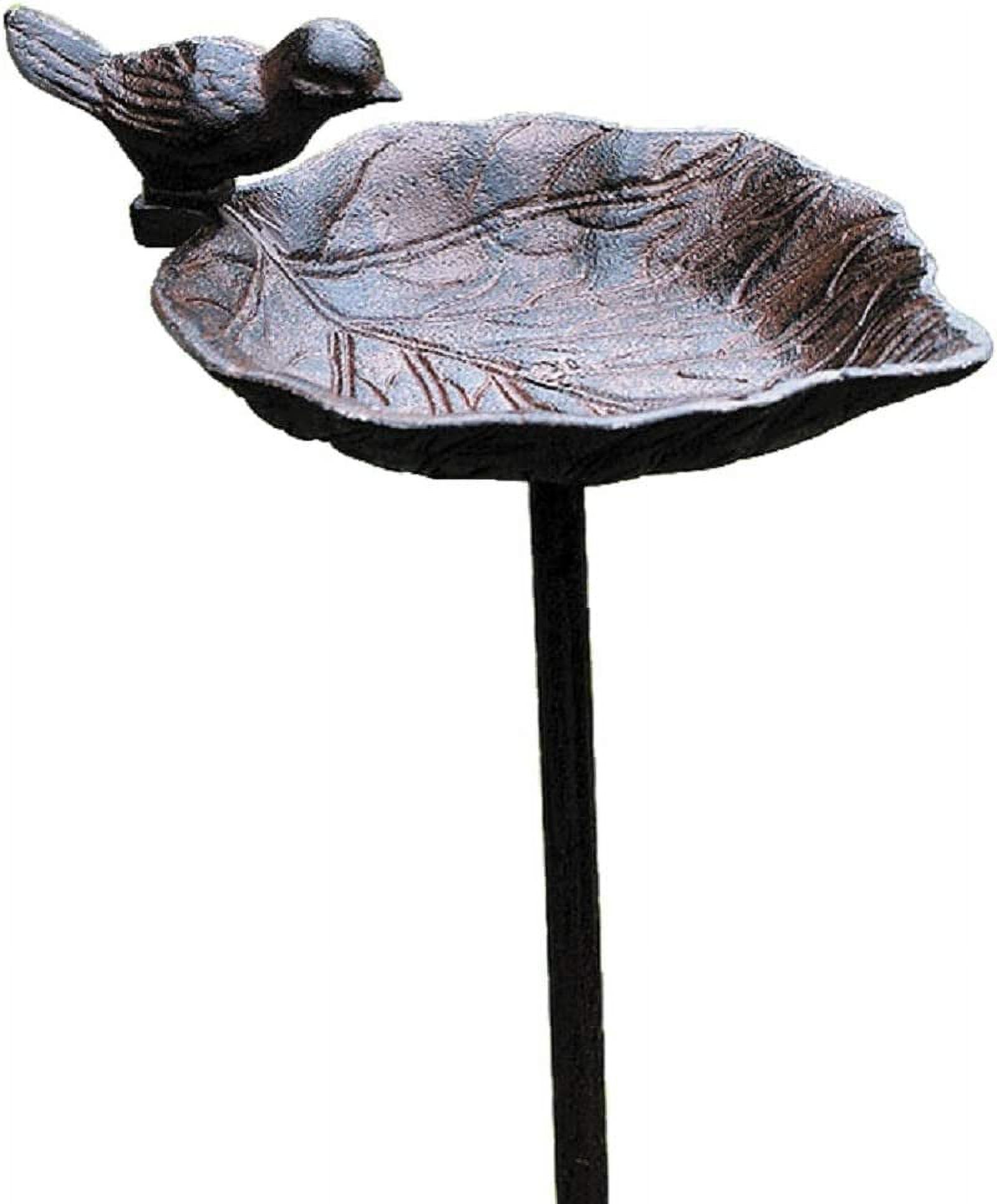 Country-Style, Leaf with Bird, Garden Stake Bird Bath, Cast Iron, 3 Feet 2 ½ Inches Tall - image 1 of 5