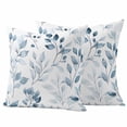 thumbnail image 1 of Country Style Pillow Covers 2 Pack Blue Leaves Watercolor Pillowcase Waterproof Outdoor Throw Pillow Cover for Patio Garden Square Cushion 18”x18”, 1 of 9