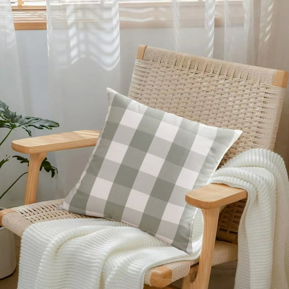 Country Style Sage Green Checkered Pillow, 2025 New Light Green Checkered Pattern Outdoor Decorative Pillow, Suitable for Indoor Sofa Beds or Outdoor Balconies and Terraces