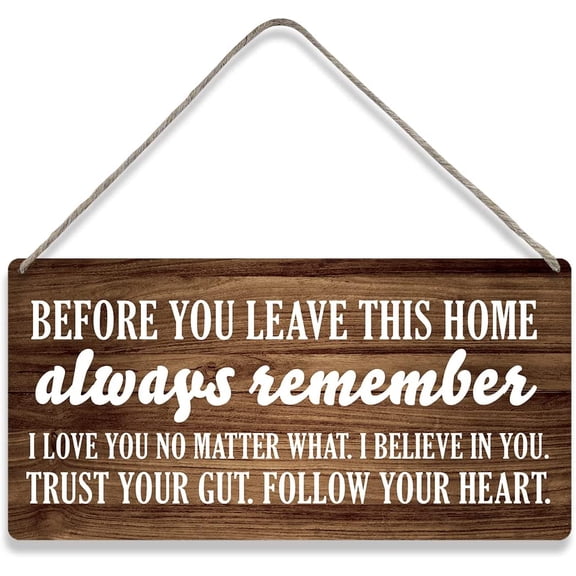 Country Style Wall Decor Before You Leave This Home Wooden Signs Positive Rustic Hanging Wall Plaque Entryway Sign Home Decor Present 10x5 Inch