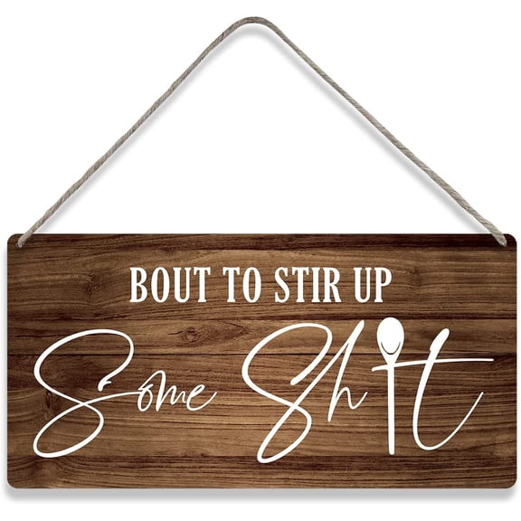 Country Style Wall Decor Bout to Stir Up Wooden Signs Rustic Hanging Wall Plaque Sign Home Decor Present 10x5 Inch